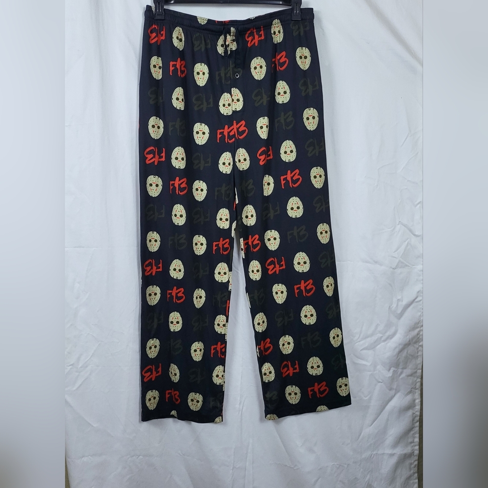 Friday the 13th Jason Official Men's‎ Black Drawstring Wide Leg Pajama Pants 2XL